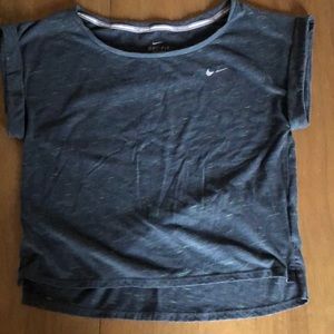 Nike, Dri-Fit cropped t shirt, heather gray blue green, XS